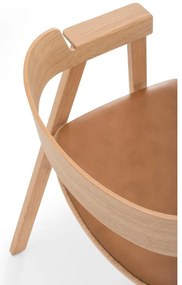 Scaun de dining maro/în culoare naturală cu cotiere din piele Flip – Gazzda