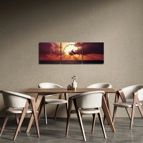 Tablou cu soarele după nori (cu ceas) (90x30 cm)