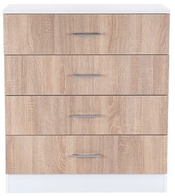 Comodă Miami cu 4 sertare 80x92 cm stejar sonoma-alb