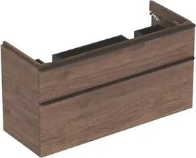 Dulap baza pentru lavoar dublu suspendat Geberit Smyle Square nuc 2 sertare 119 cm