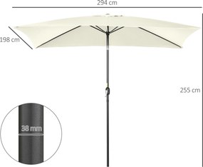 Outsunny Umbrelă de Grădină Mare, Aluminiu și Poliester, 195x295x240cm, Alb Crem și Negru | Aosom Romania