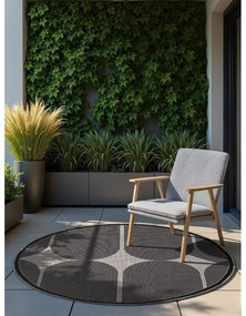Covor pentru exterior și interior alb-negru rotund ø 160 cm Duet Bowen – NORTHRUGS