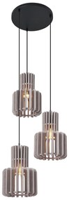 Lampă suspendată retro neagră cu 3 lumini gri-maro - Felt