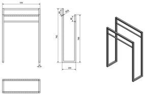 SAPHO Ska311 Ska suport pentru prosoape 55 x 79 x20 cm, alb mat