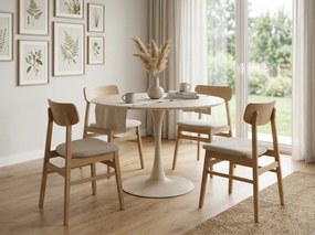 Masa rotunda de dining AMADEO cu blat ceramic 90x90 cm, bej