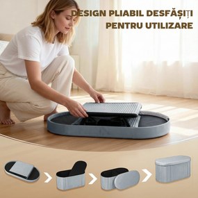 HOMCOM Taburet Pliabil cu Spațiu de Depozitare, Bancă Modernă Tapițată cu Catifea, Suport pentru Picioare cu Compartiment de 72L pentru Living și Dormitor, 76x38x35 cm, Gri Închis | Aosom Romania