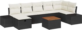 vidaXL Set de canapele pentru grădină cu pernă 8 pcs Negru Rattan poli