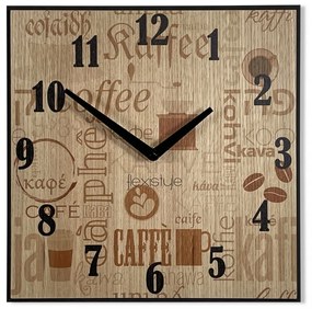 Ceas din lemn cu inscripții de cafea