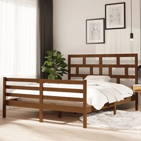 3101296 vidaXL Cadru de pat, maro miere, 160x200 cm, lemn masiv de pin