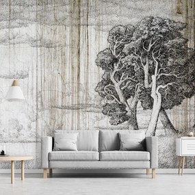 Fototapet - Copac - hârtie veche (152,5x104 cm)