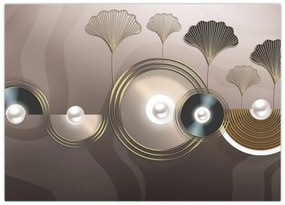 Tablou pe sticlă - Abstract maro-auriu (70x50 cm)