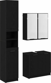 vidaXL Set dulap baie cu raft cu ușă 3 pcs Stejar Negru Lemn compozit