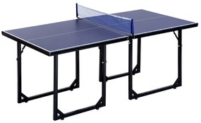 Masa de Ping Pong Pliabila, Multifuncitonala, cu Plasa din Otel si MDF, 182x91x76cm - Albastru HOMCOM | Aosom Romania