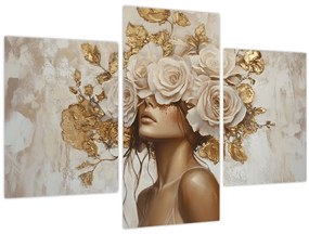 Tablou - Fată cu Trandafiri (90x60 cm)