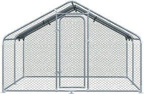 PawHut Coteț Găini Metal Galvanizat Copertină UV Spațiu Amprent 300x400x195cm Argintiu | Aosom Romania