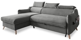 Colțar gri deschis extensibil cu tapițerie din catifea (cu colț pe partea stângă ) Sweet Harmony – Miuform