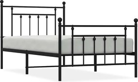 vidaXL Cadru pat metalic cu tăblii de cap/picioare, negru, 100x190 cm