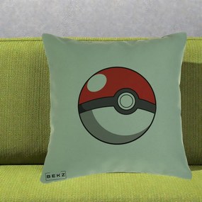Perna Personalizata Pokeball Rosie, 40x40 cm, Verde, Husa Detasabila, Perna Inclusa, BEKZ®