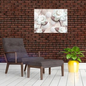 Tablou pe sticlă - Flori de trandafir (70x50 cm)