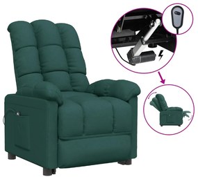 3073754 vidaXL Fotoliu rabatabil electric, verde închis, material textil