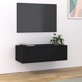 816833 vidaXL Dulap TV suspendat, negru, 80x36x25 cm, lemn compozit