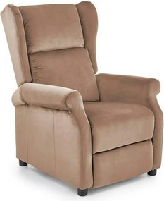 Fotoliu rabatabil AGUSTIN 2, bej/negru, stofa catifelata/plastic, 75x9