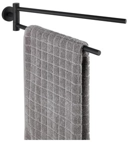 WENKO 24238100 - Suport pentru prosoape BOSIO BLACK, 5,5 x 43 cm, inox/argintiu