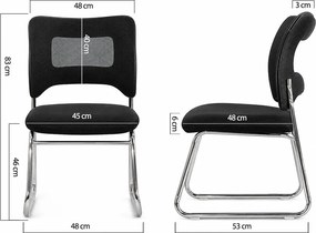 Scaun vizitator gri deschis HRC 613F mesh cadru cromat