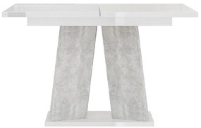 Masă de sufragerie Mulnu (alb lucios + piatră) (pentru 4 până la 6 persoane). 1055227