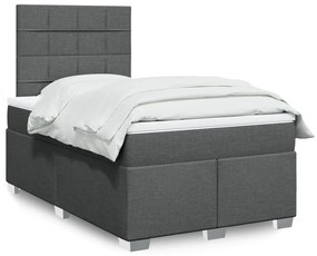 vidaXL Pat box spring cu saltea, gri închis, 120x200 cm, textil