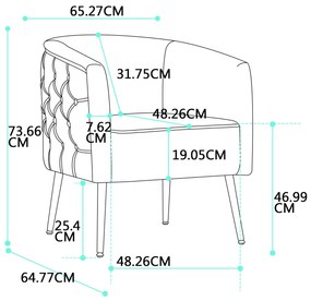 Scaun confortabil tip găleată cu decorațiuni cu nasturi, Albastru