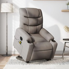 vidaXL Fotoliu electric masaj rabatabil cu ridicare, gri taupe, textil