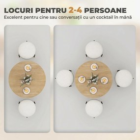 HOMCOM Masă Rotundă de Dining Industrială 80cm - Stejar Alb | Aosom Romania