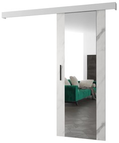 Uși culisante 90 cm Sharlene II (marmură alb + alb mat + negru) (cu oglindă). 1043648