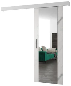 Uși culisante 90 cm Sharlene II (marmură alb + alb mat + negru) (cu oglindă). 1043648