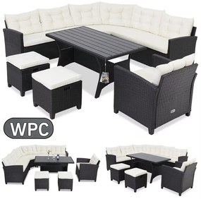 Deuba Set rattan Sedan + fotoliu + 2x taburet - negru