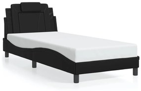 3214190 vidaXL Cadru de pat cu lumină LED, negru, 90x190 cm, piele ecologică