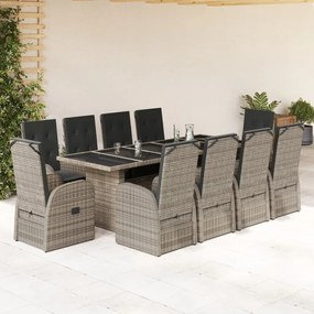 3277620 vidaXL Set mobilier de grădină cu perne, 11 piese, gri, poliratan