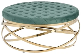 Masuta de cafea cu structura din metal auriu si catifea 110 X 110 X 43 CM