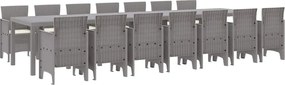 vidaXL Set de masă de grădină cu perne cu pernă 15 pcs Gri deschis PP