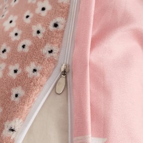 Husa de perna dubla fata DUO SENSE DAISELLE 45x45 cm microplus/flanel, roz
