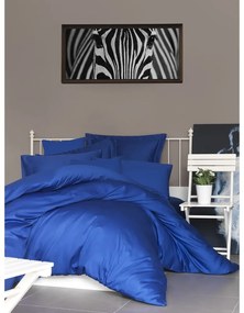 Lenjerie de pat albastru-închis din bumbac satinat pentru pat de o persoană 140x200 cm – Mijolnir