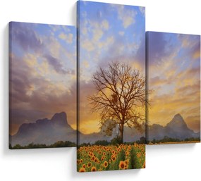 Tablou - Peisaj cu floarea soarelui (90x60 cm)