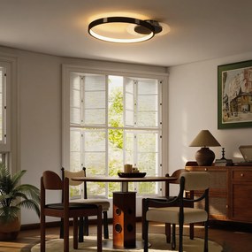 HOMCOM Lampă de tavan LED Modernă de 40W cu 2 Inele și Lumină Reglabilă, Negru | Aosom Romania