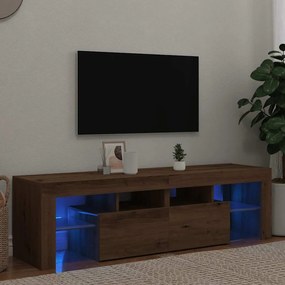 vidaXL Dulap TV cu LED stejar artizanal 140x36,5x40 cm lemn prelucrat