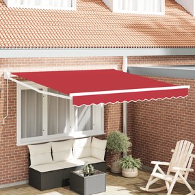 Marchiză manuală retractabilă roșie 350x250 cm