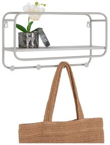 Cuier de perete gri deschis cu raft din metal Feira – House Nordic