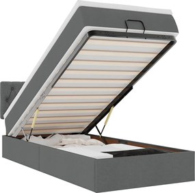 vidaXL Cadru de pat otoman cu saltele Gri închis 90x190cm țesătură
