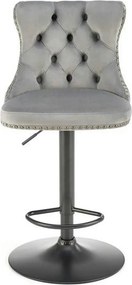Scaun bar H117, gri/negru, stofa catifelata/otel, 47x52x96/118 cm
