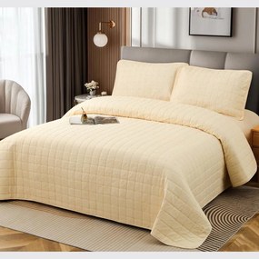 Cuvertură bumbac 100%, crem, 4 piese, 230x240 cm, EY06